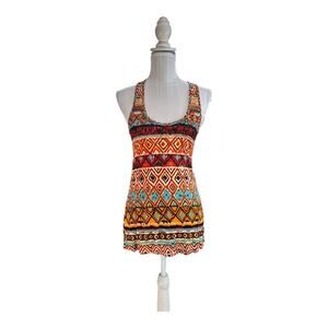 Body Central Orange Aztec Print Tank NWT Size M
